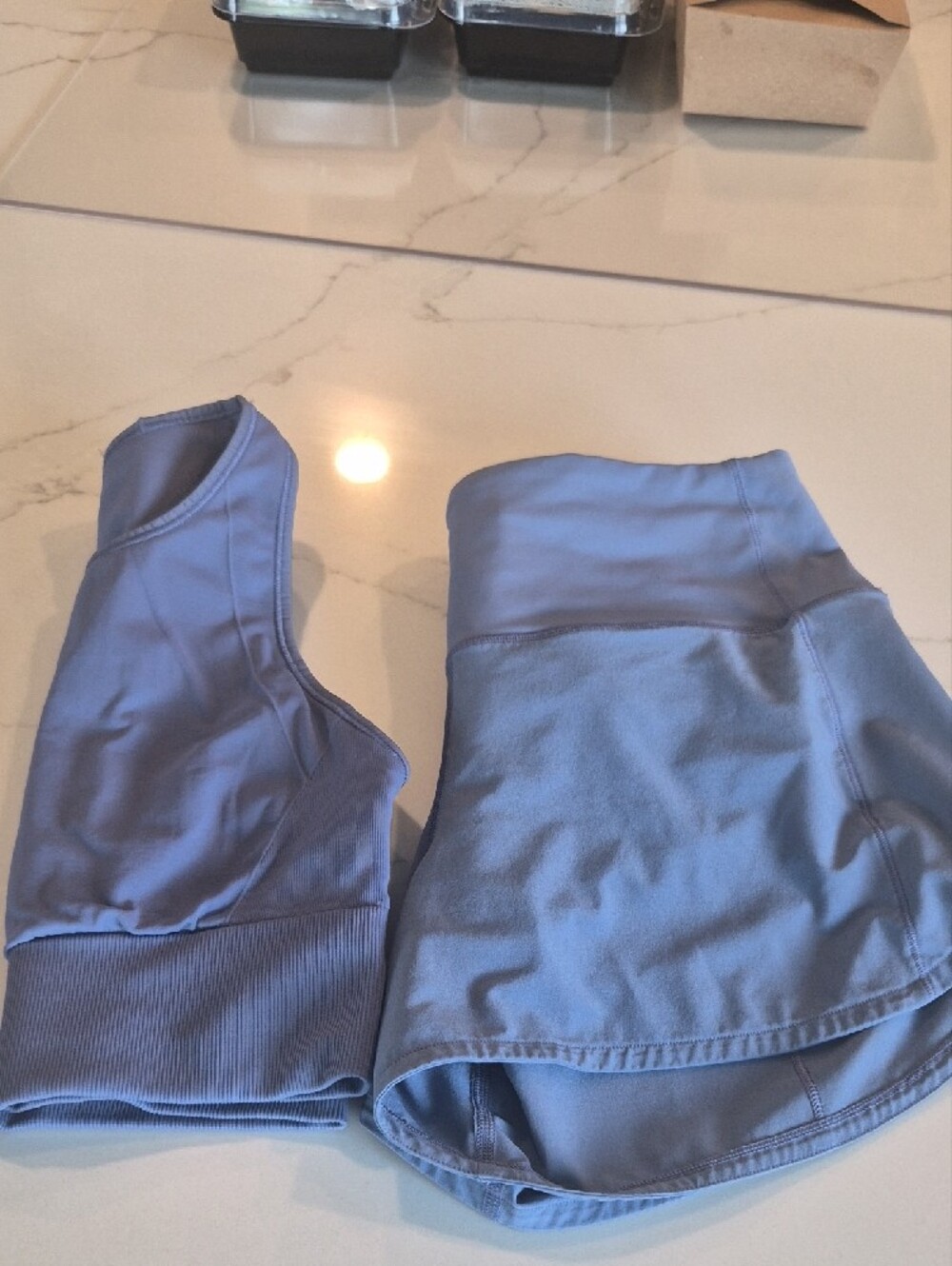 Lululemon Light Periwinkle Activewear Set - Cropped Sports Bra & Shorts - Picture 9 of 9